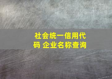 社会统一信用代码 企业名称查询